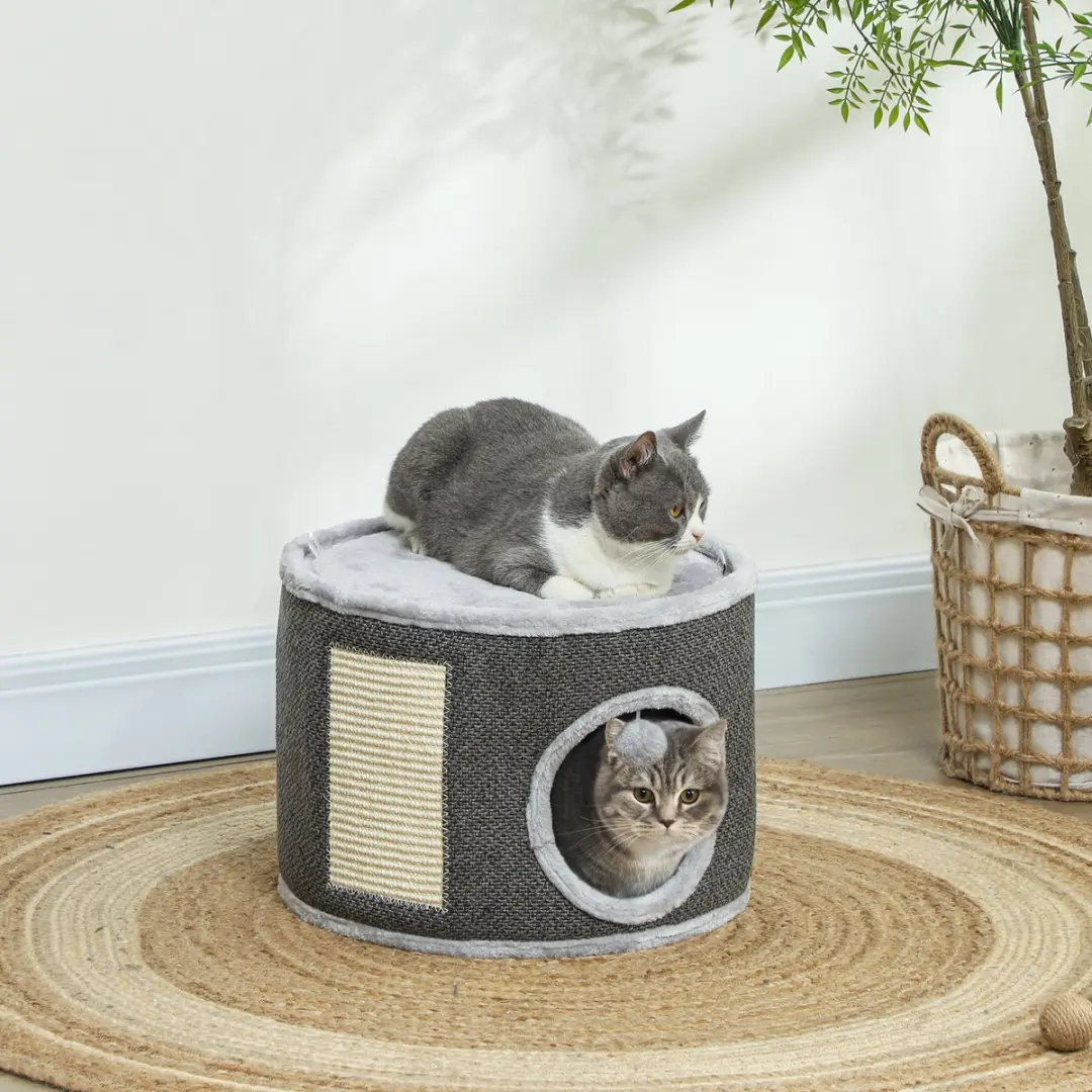 Pawhut Kratztonne 30cm - Sisal - tot 5kg - Crèmewit