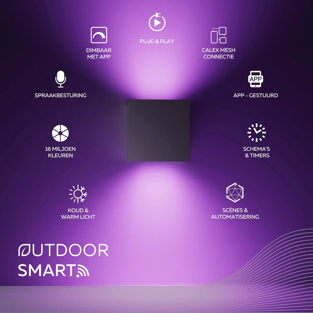 Calex Smart Outdoor LED Wandlamp Set 2 - RGB & Warm Wit - Zwart