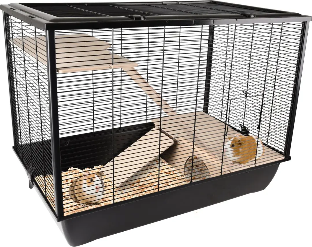 Flamingo Elsa Hamsterkooi - 77x47x60cm - Zwart & Hout