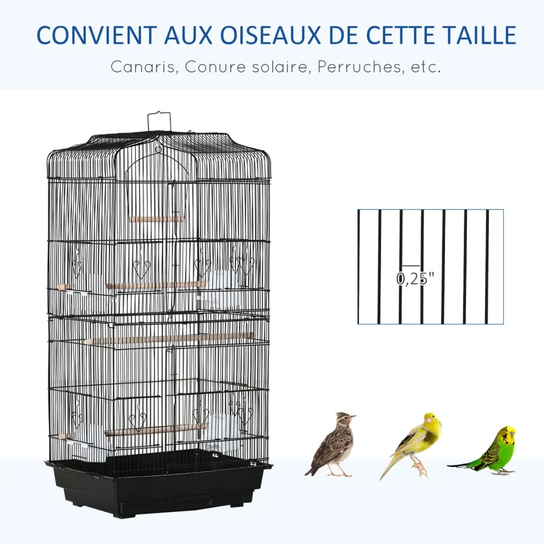 Pawhut Vogelkooi Metaal 46,5x35,5x92cm - Zwart