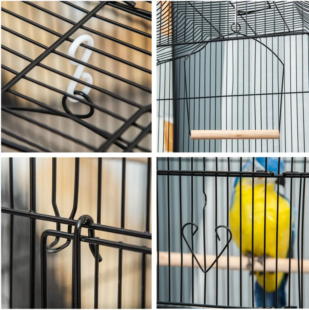 Pawhut Vogelkooi Metaal 46,5x35,5x92cm - Zwart