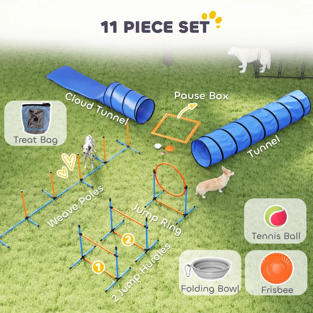 Pawhut Honden Agilityset 11-delig - Meerkleurig