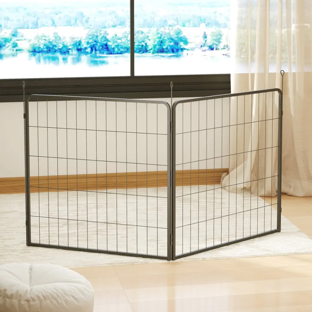Pawhut 2er-Set Hondenzaun-Erweitering 80x80cm - Staal - Zwart