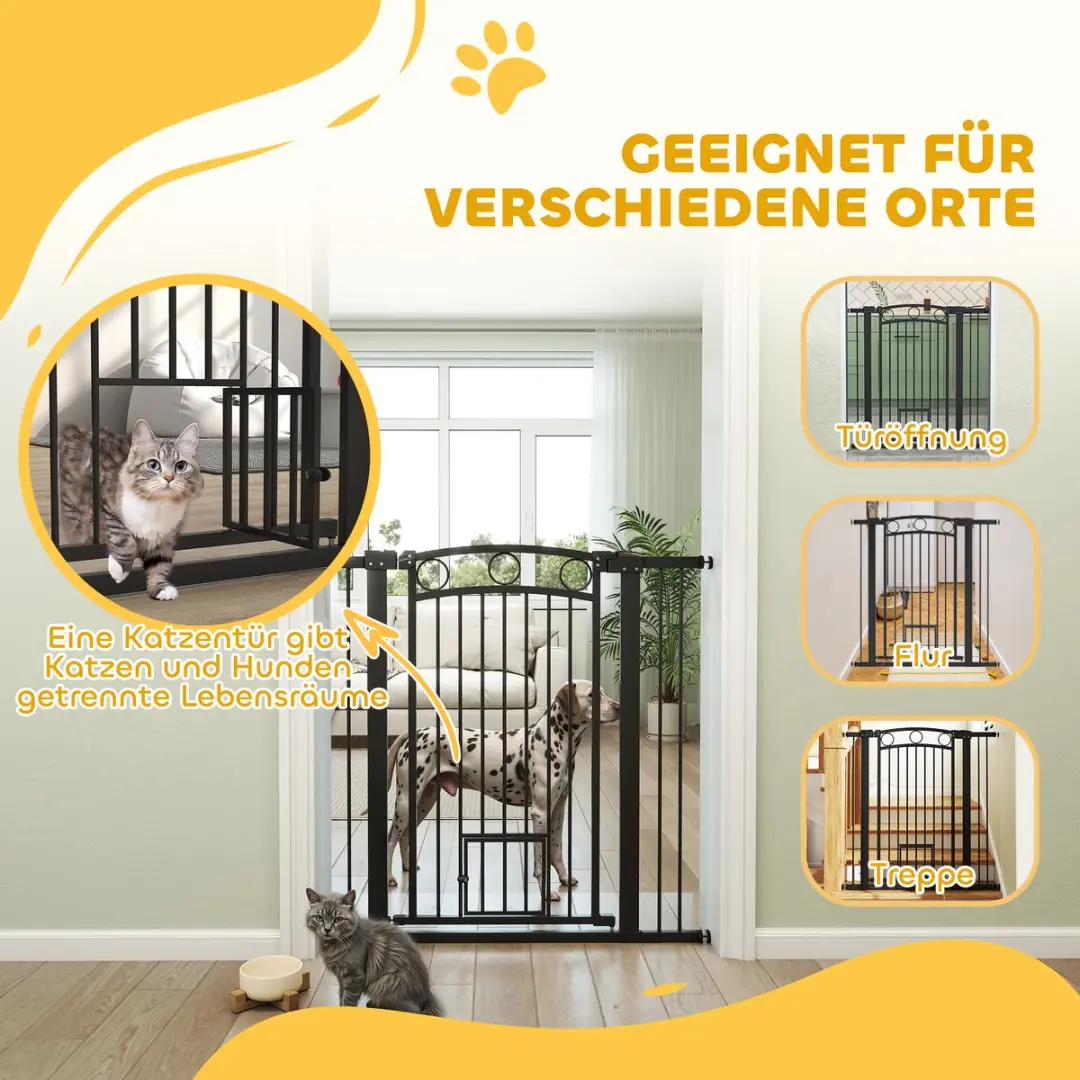 Pawhut Huisdierenhek Staal 76-104x106cm Zwart