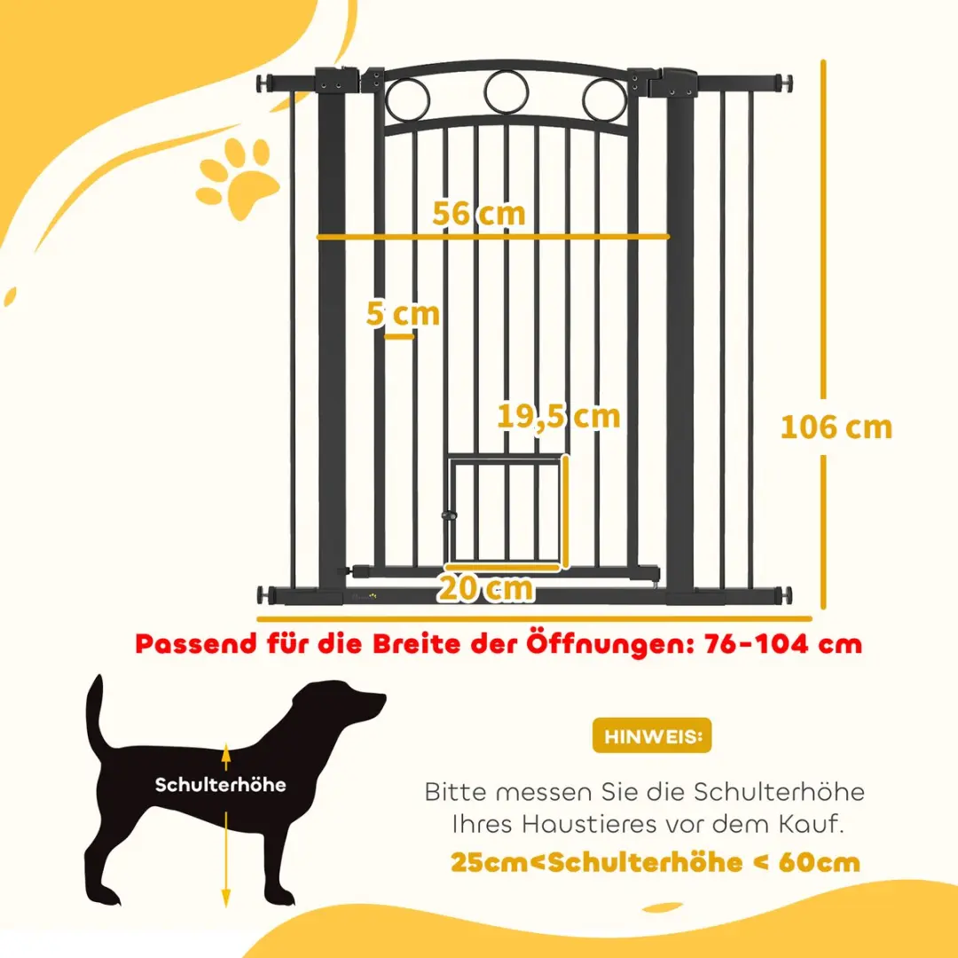 Pawhut Huisdierenhek Staal 76-104x106cm Zwart - afbeelding 6 van 6