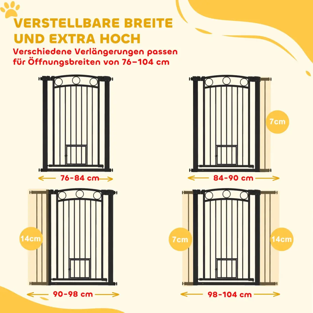 Pawhut Huisdierenhek Staal 76-104x106cm Zwart
