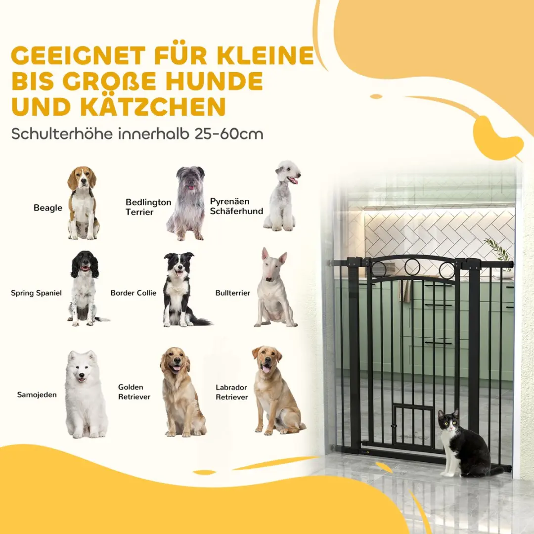 Pawhut Huisdierenhek Staal 76-104x106cm Zwart