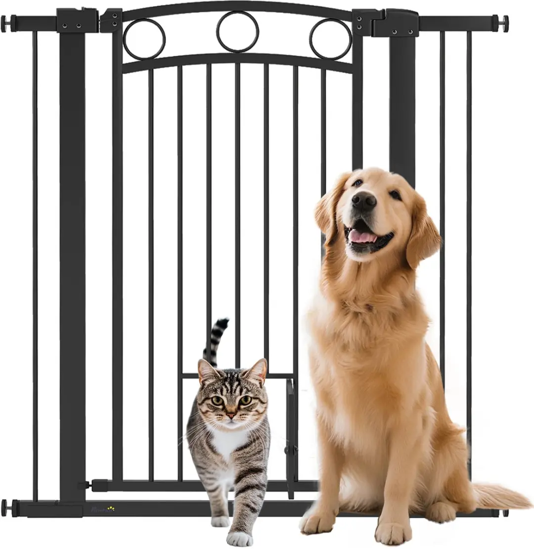 Pawhut Huisdierenhek Staal 76-104x106cm Zwart