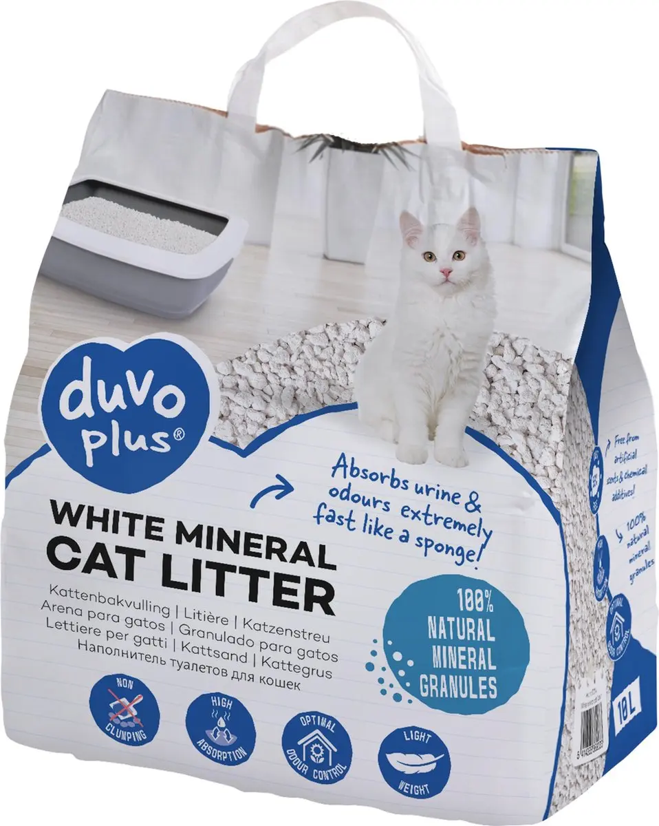 Duvo White Mineral Kattenbakvulling 4kg