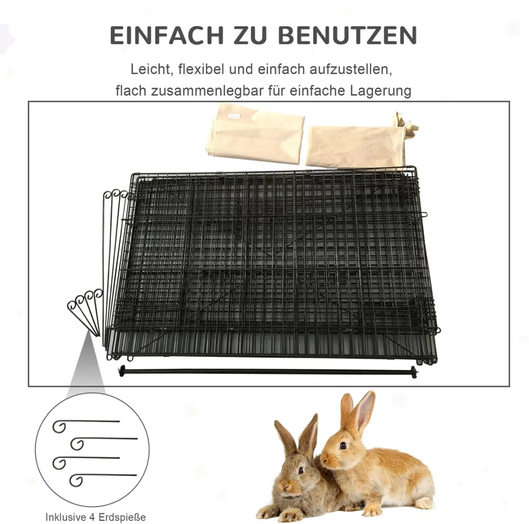 Pawhut Buitenverblijf Konijnenhok Metaal Beige - afbeelding 6 van 6