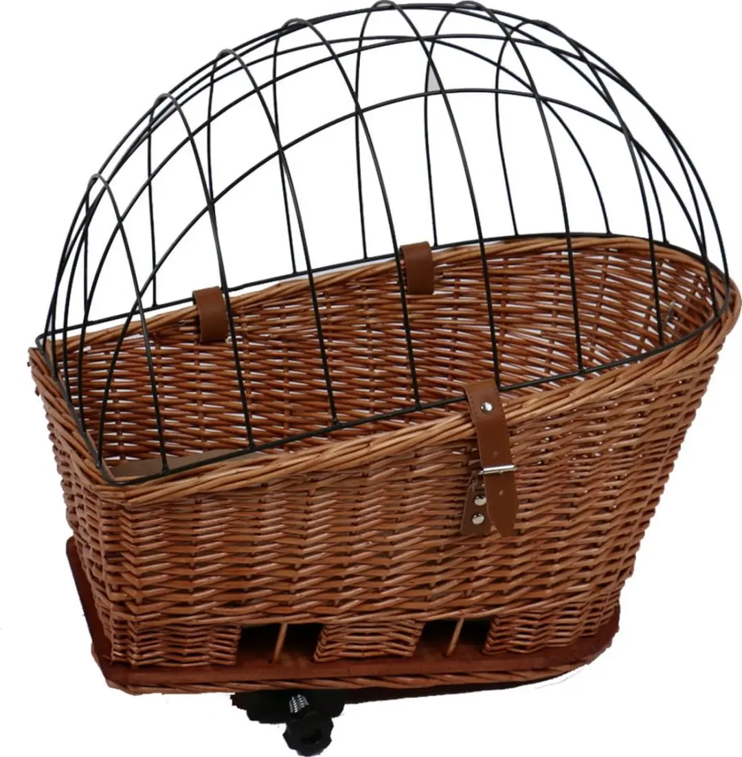 DuvoPlus Provence Rieten Fietsmand - 35x55x49cm - Max. 13kg - Zwart