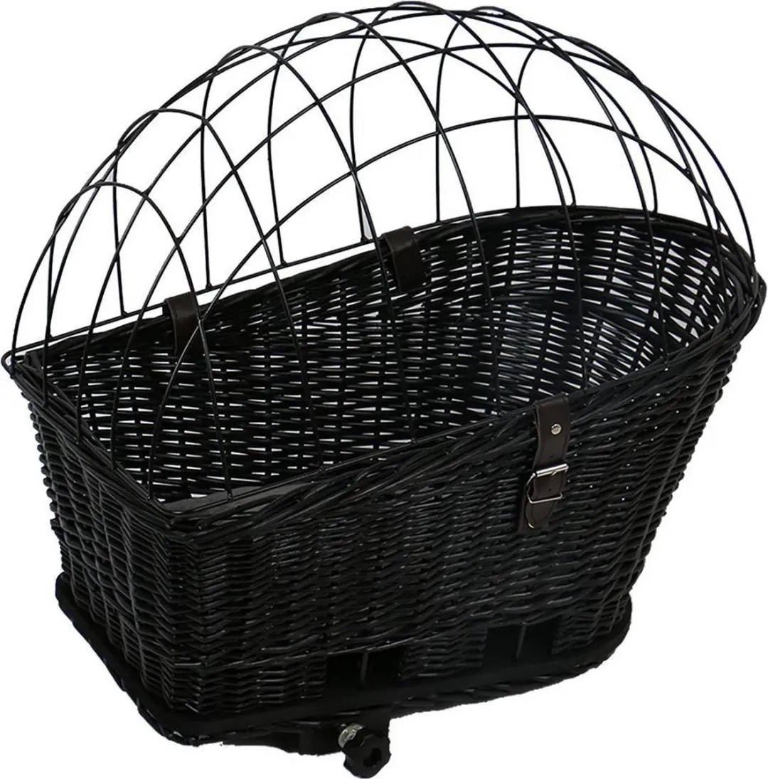 DuvoPlus Provence Rieten Fietsmand - 35x55x49cm - Max. 13kg - Zwart - afbeelding 6 van 6