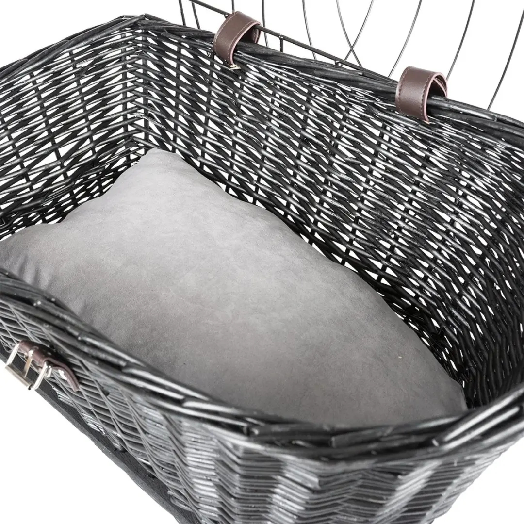 DuvoPlus Provence Rieten Fietsmand - 35x55x49cm - Max. 13kg - Zwart