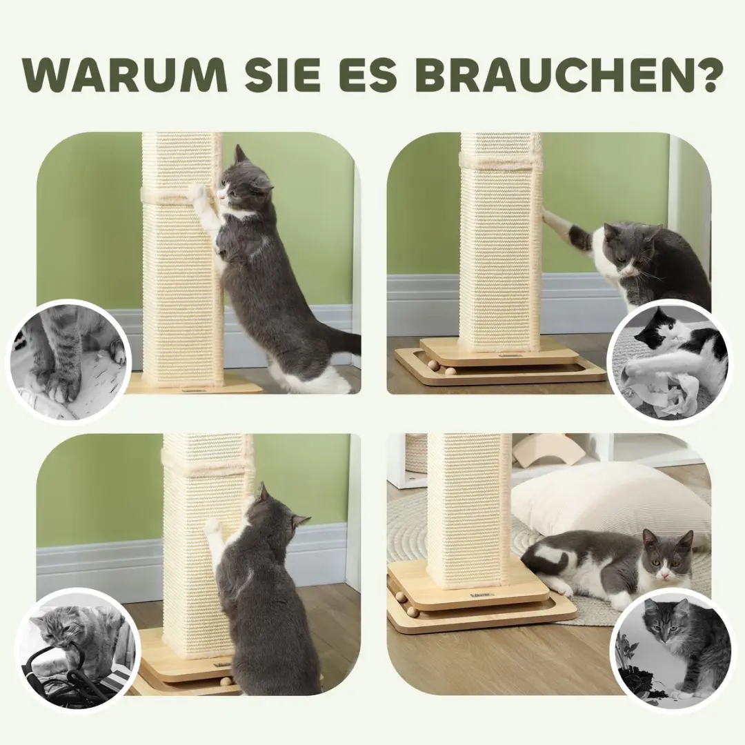 Pawhut 3-in-1 Krabpaal 87cm - Eikenhout