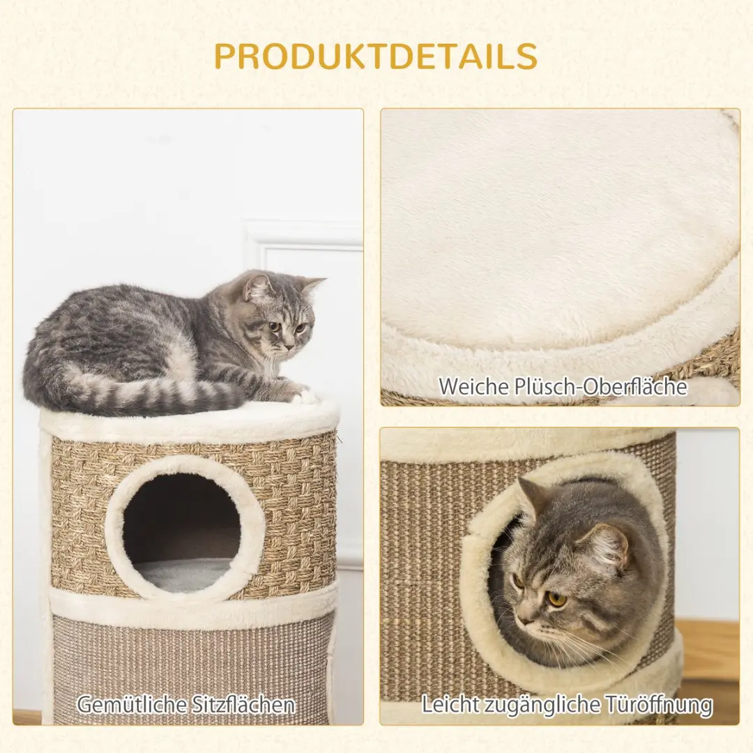 Pawhut Kattenkrabpaal Kattenton 3 Niveaus - D30-326