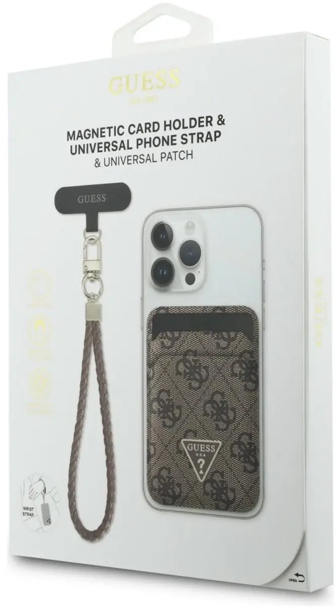 Guess Wallet Handriemset MagSafe iPhone 12/13/14/15 - Bruin