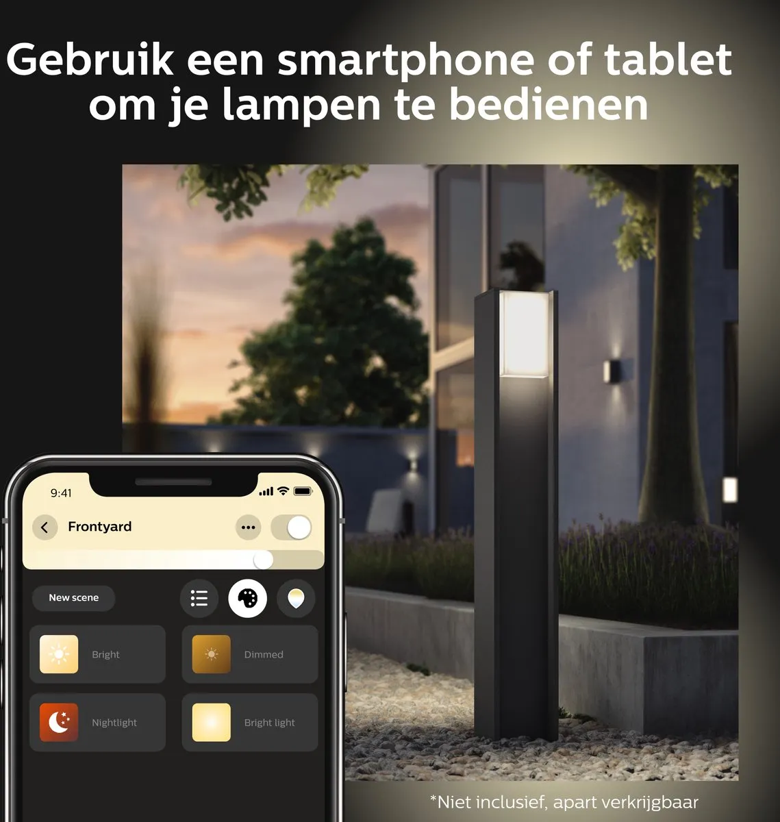 Philips Hue Turaco sokkellamp - warmwit licht - zwart - hoog