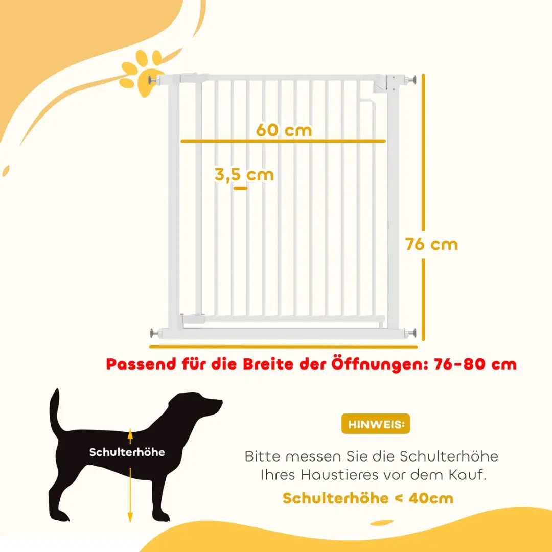 Pawhut Hek voor Huisdieren Q195 Koolstofstaal - 76x80x76cm Wit - afbeelding 6 van 6