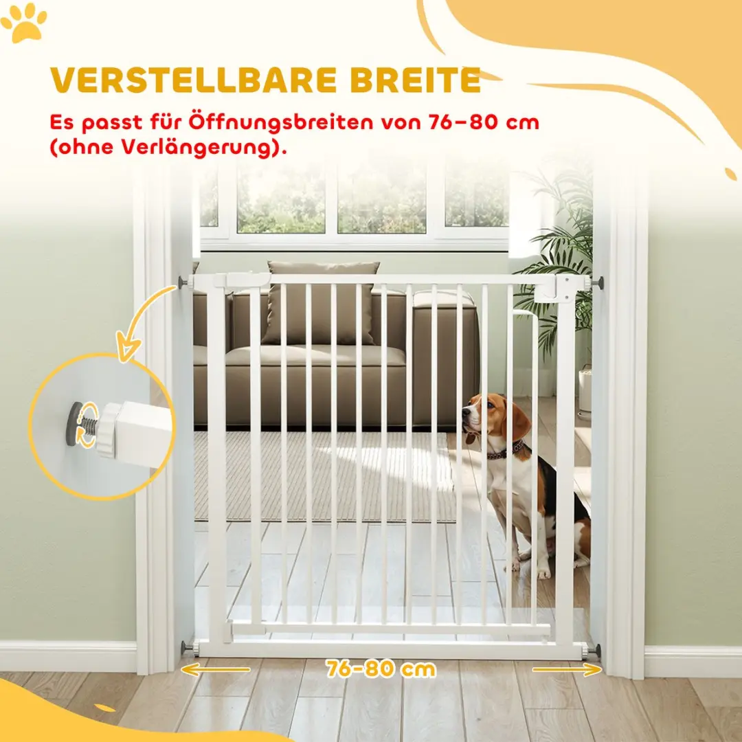 Pawhut Hek voor Huisdieren Q195 Koolstofstaal - 76x80x76cm Wit