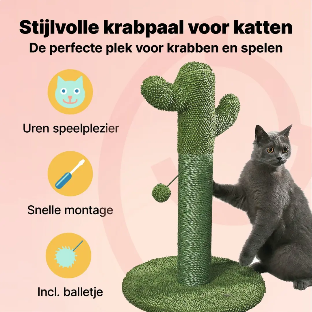Jake and Jacky Krabpaal Cactus Groen 65cm - Kattenkrabmeubel