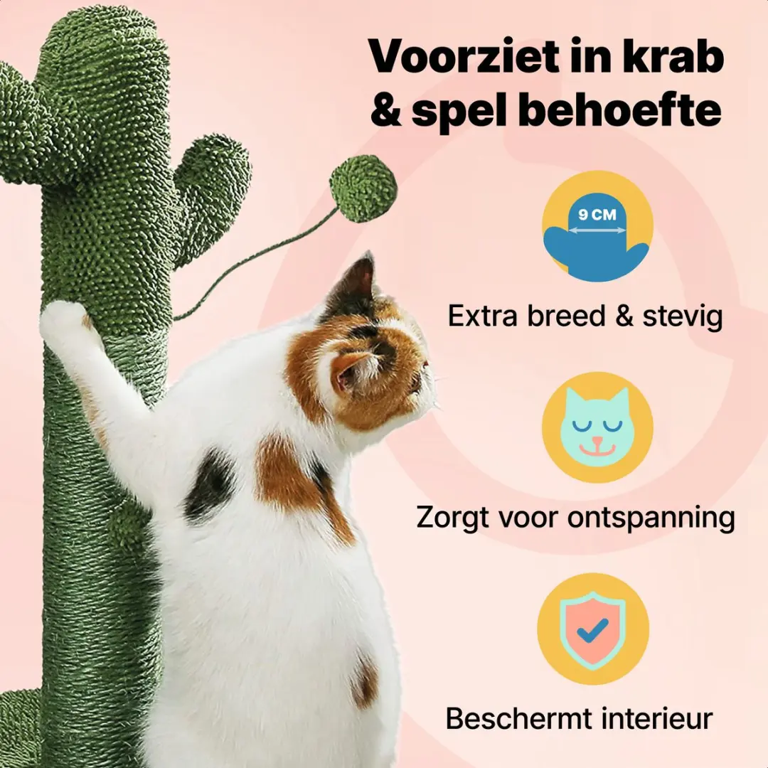 Jake and Jacky Krabpaal Cactus Groen 65cm - Kattenkrabmeubel