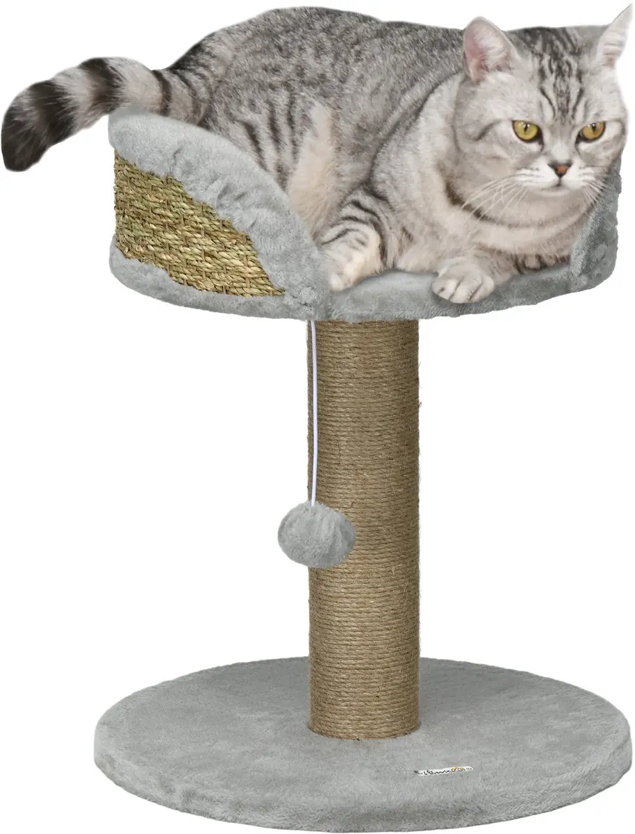 Pawhut Kattenkrabpaal met Speelbal - 1 Ligplaats - Grijs
