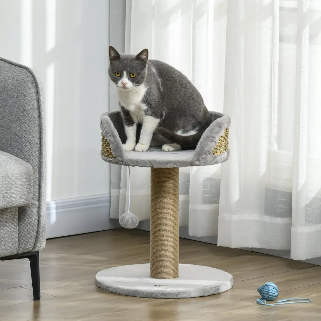 Pawhut Kattenkrabpaal met Speelbal - 1 Ligplaats - Grijs