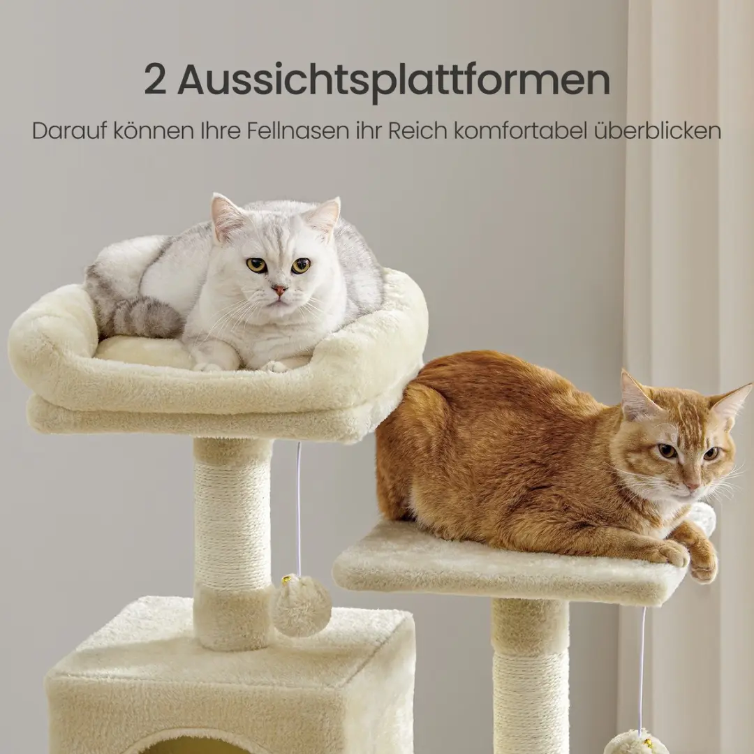 Songmics Krabpaal 155cm - 3 Ligplekken - Pluche Beige