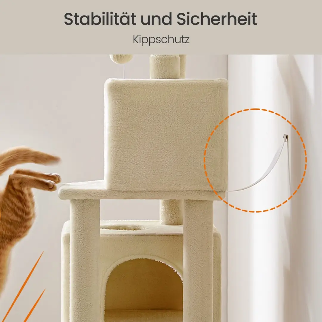 Songmics Krabpaal 155cm - 3 Ligplekken - Pluche Beige