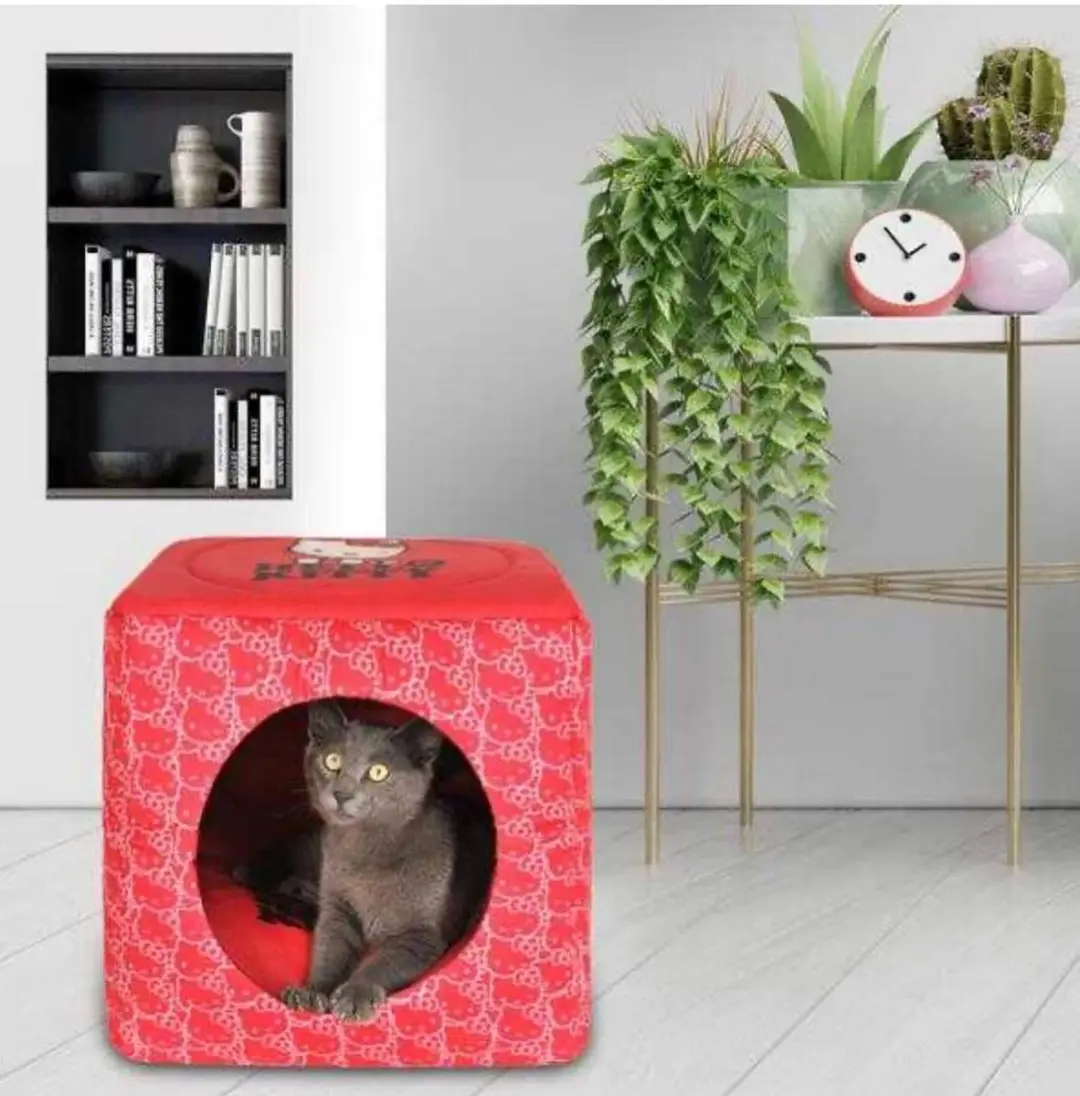 Hello Kitty Kubus Kattenhuis & Bed - Rood/Wit