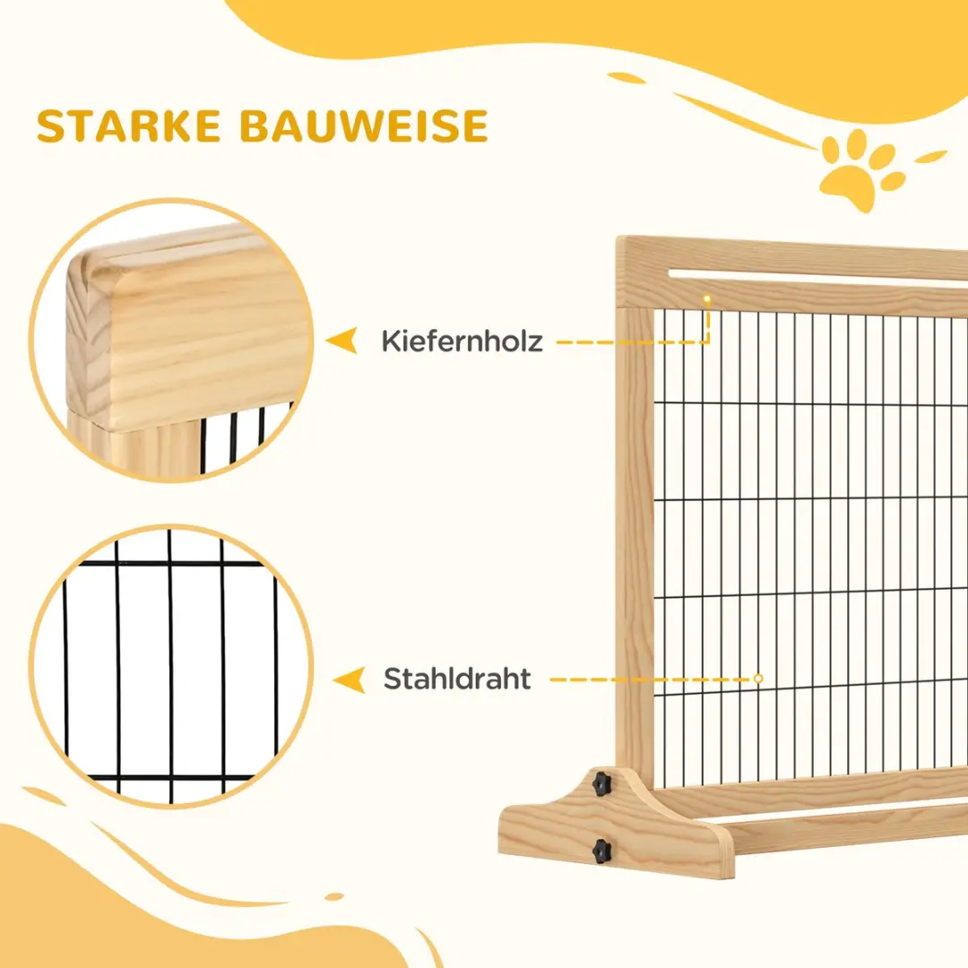 Pawhut Houten Hondenhek Uitschuifbaar 104-183x69cm - Natuurlijk
