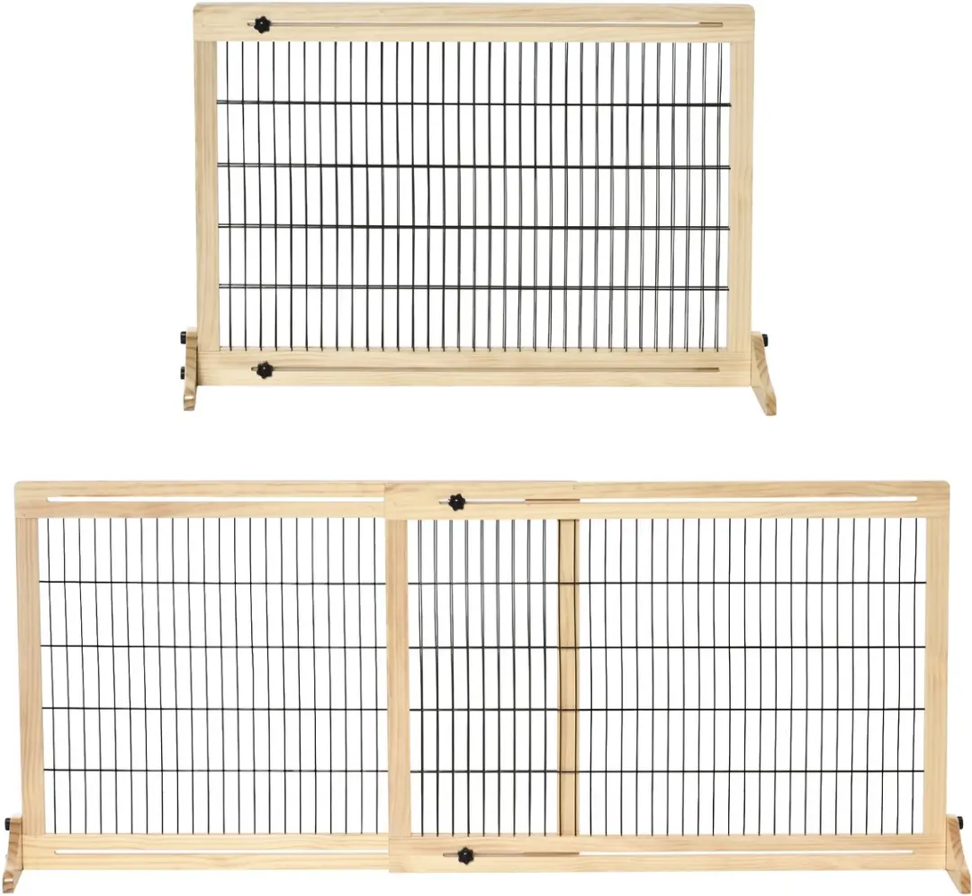 Pawhut Houten Hondenhek Uitschuifbaar 104-183x69cm