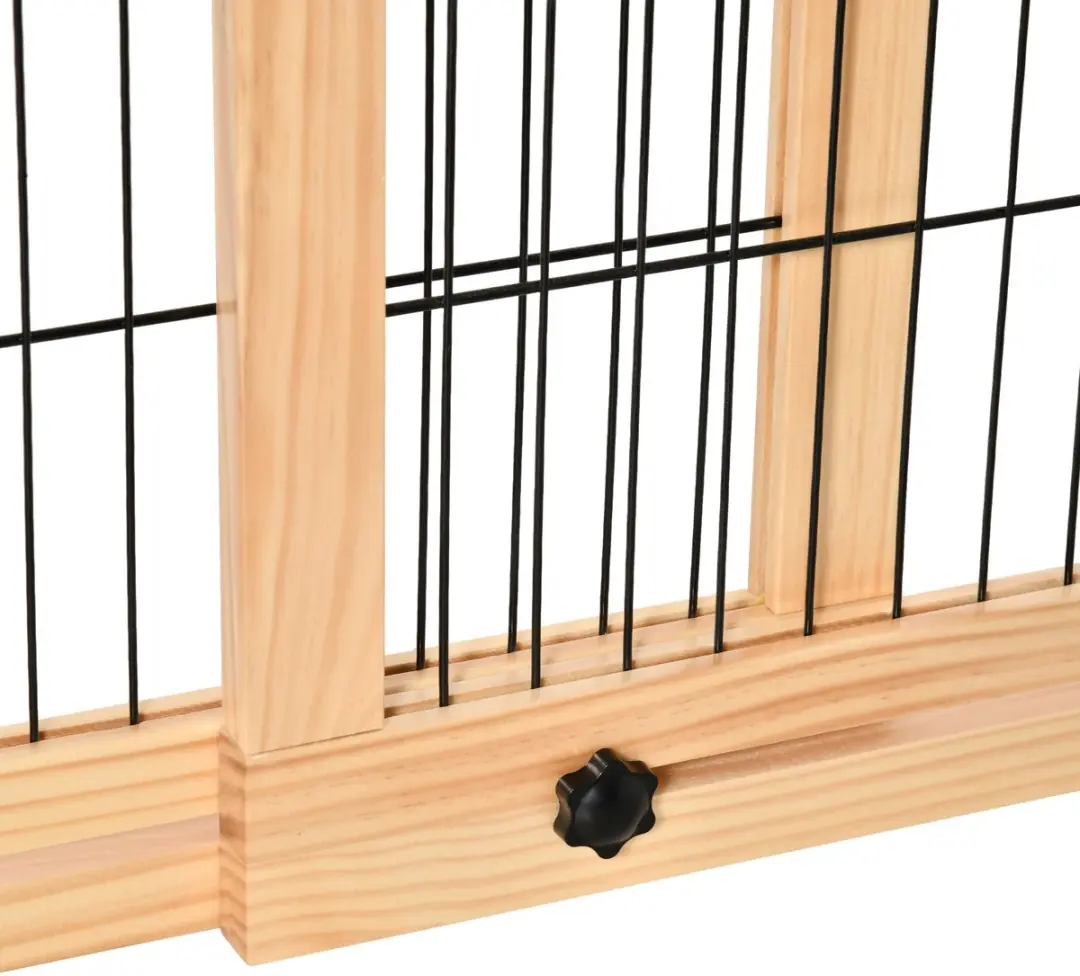 Pawhut Houten Hondenhek Uitschuifbaar 104-183x69cm - Natuurlijk