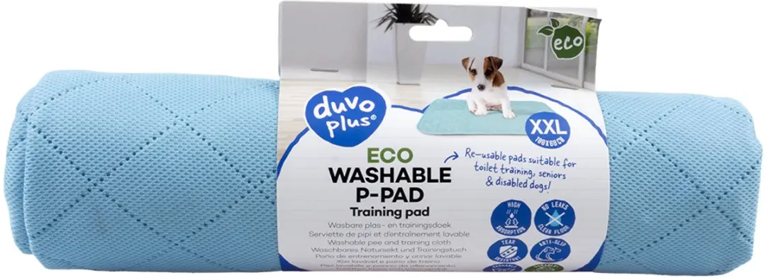 DuvoPlus Dierentoilet Eco Wasbare P-pad XXL - 100x68cm - Blauw
