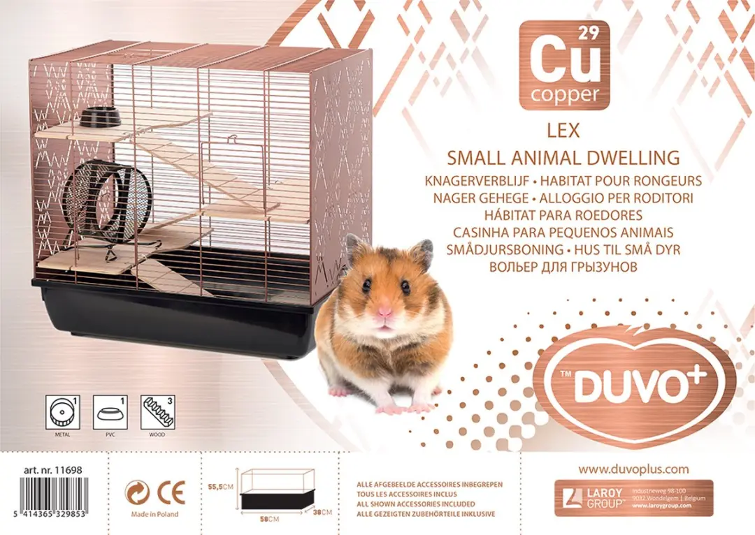Duvo+ Knaagdierkooi Copper Lex - 3 Etages - Zwart/Koper