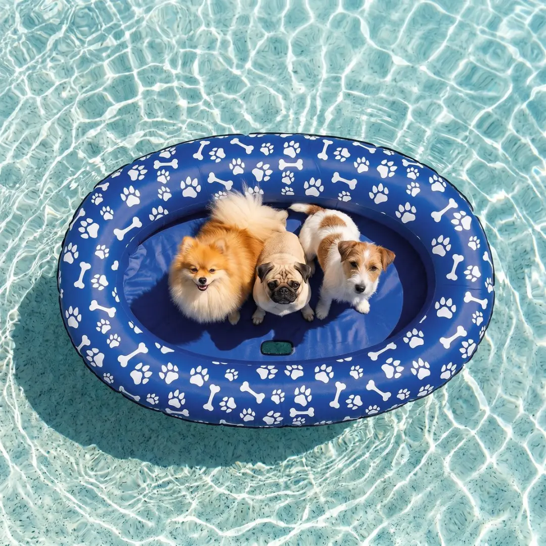 Pawhut Hondenpoolfloat Kunststof - 155x104x25cm Blauw