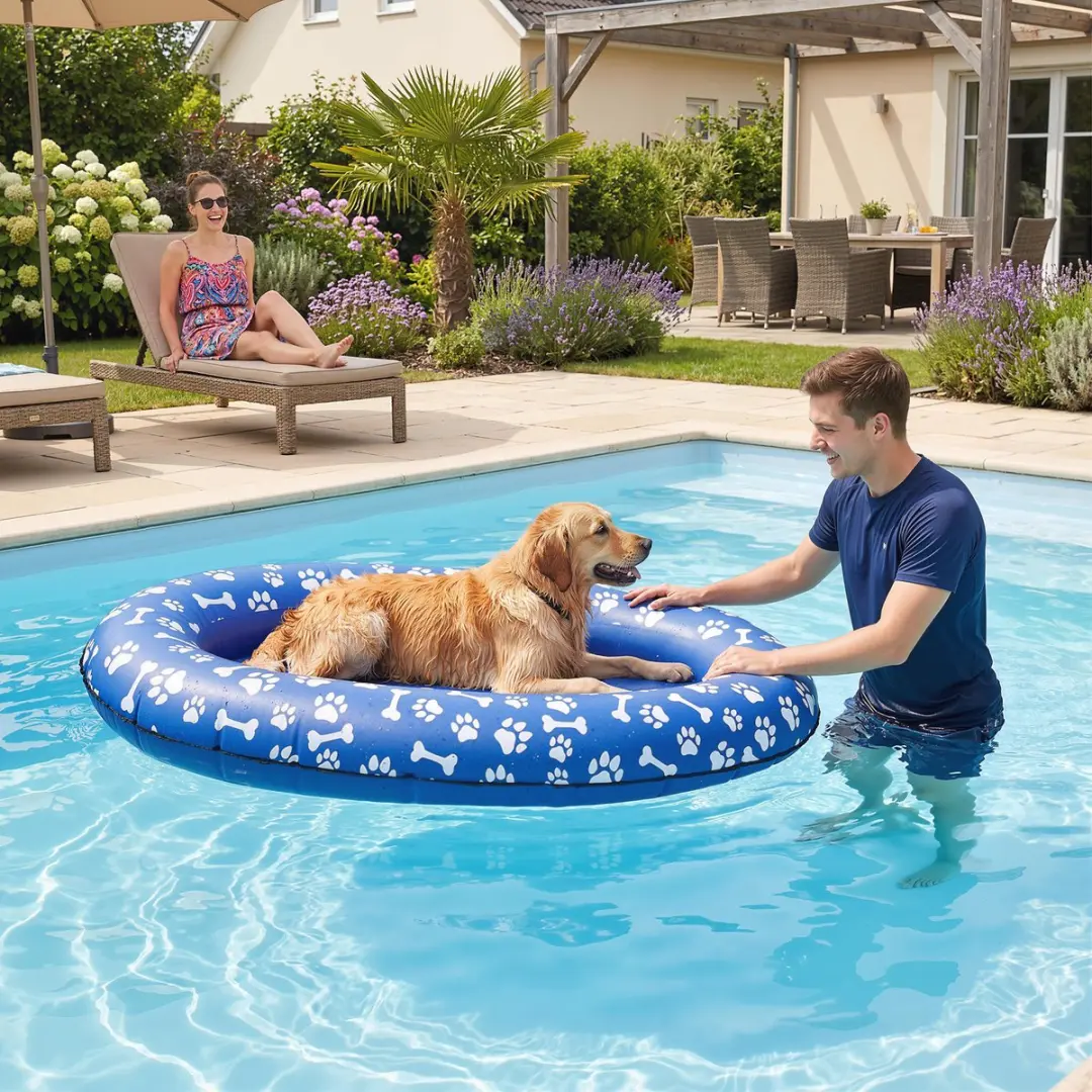 Pawhut Hondenpoolfloat Kunststof - 155x104x25cm Blauw