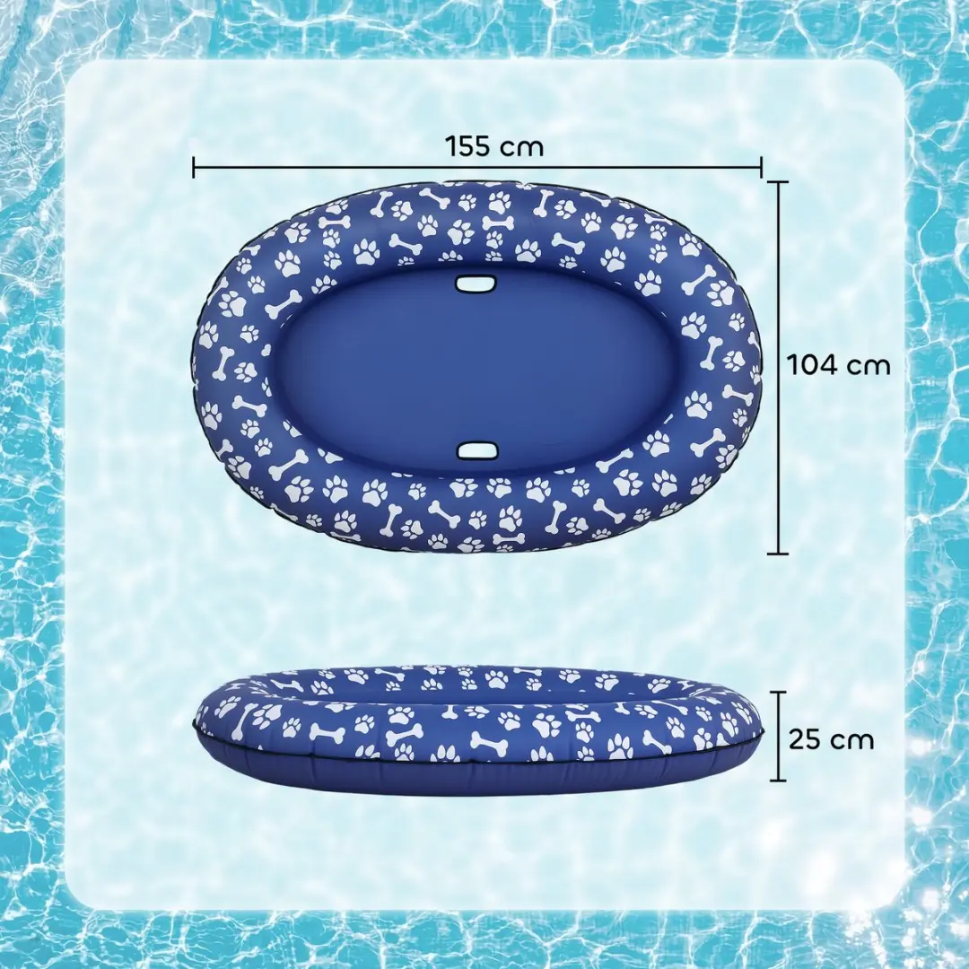 Pawhut Hondenpoolfloat Kunststof - 155x104x25cm Blauw