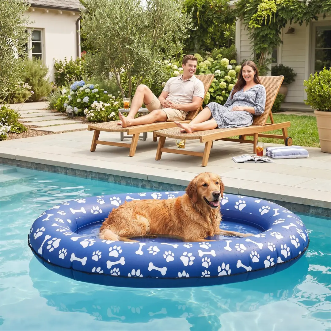 Pawhut Hondenpoolfloat Kunststof - 155x104x25cm Blauw