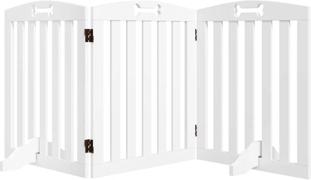 Pawhut Absperrgitter Hund 3-delig 155x61cm - Treppengitter - Wit