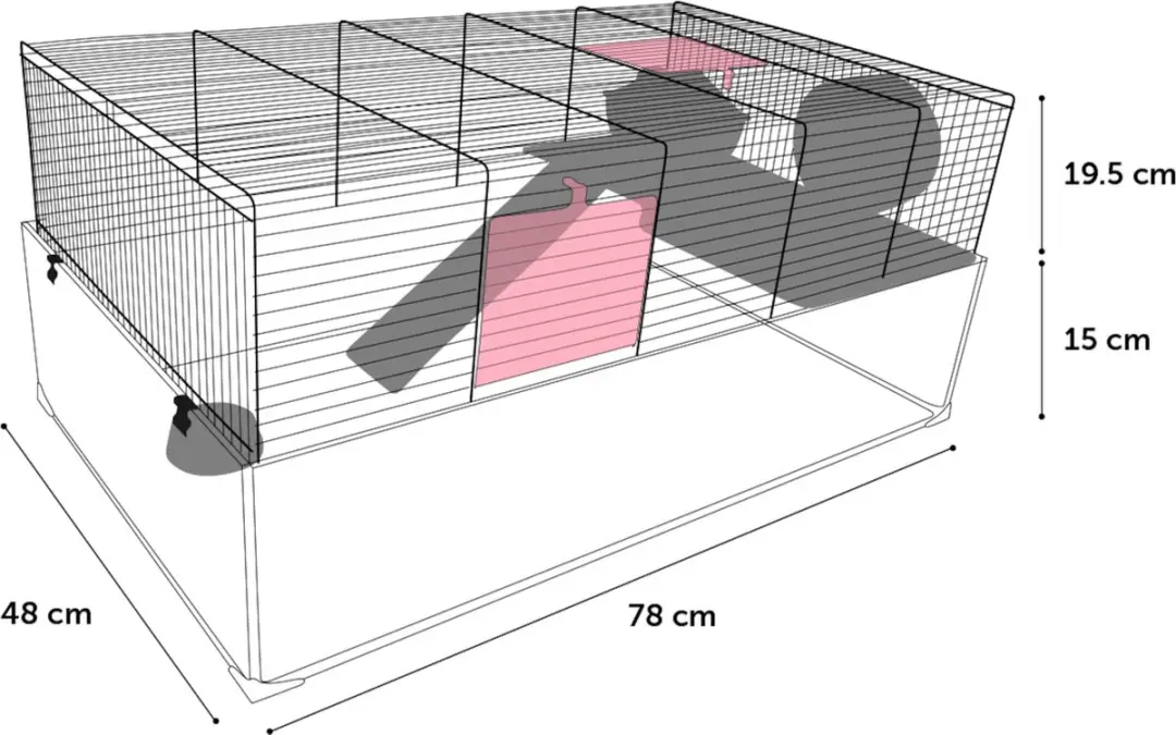 Flamingo Vitru 3 Hamsterkooi - Zwart - 78x48x34,5 cm
