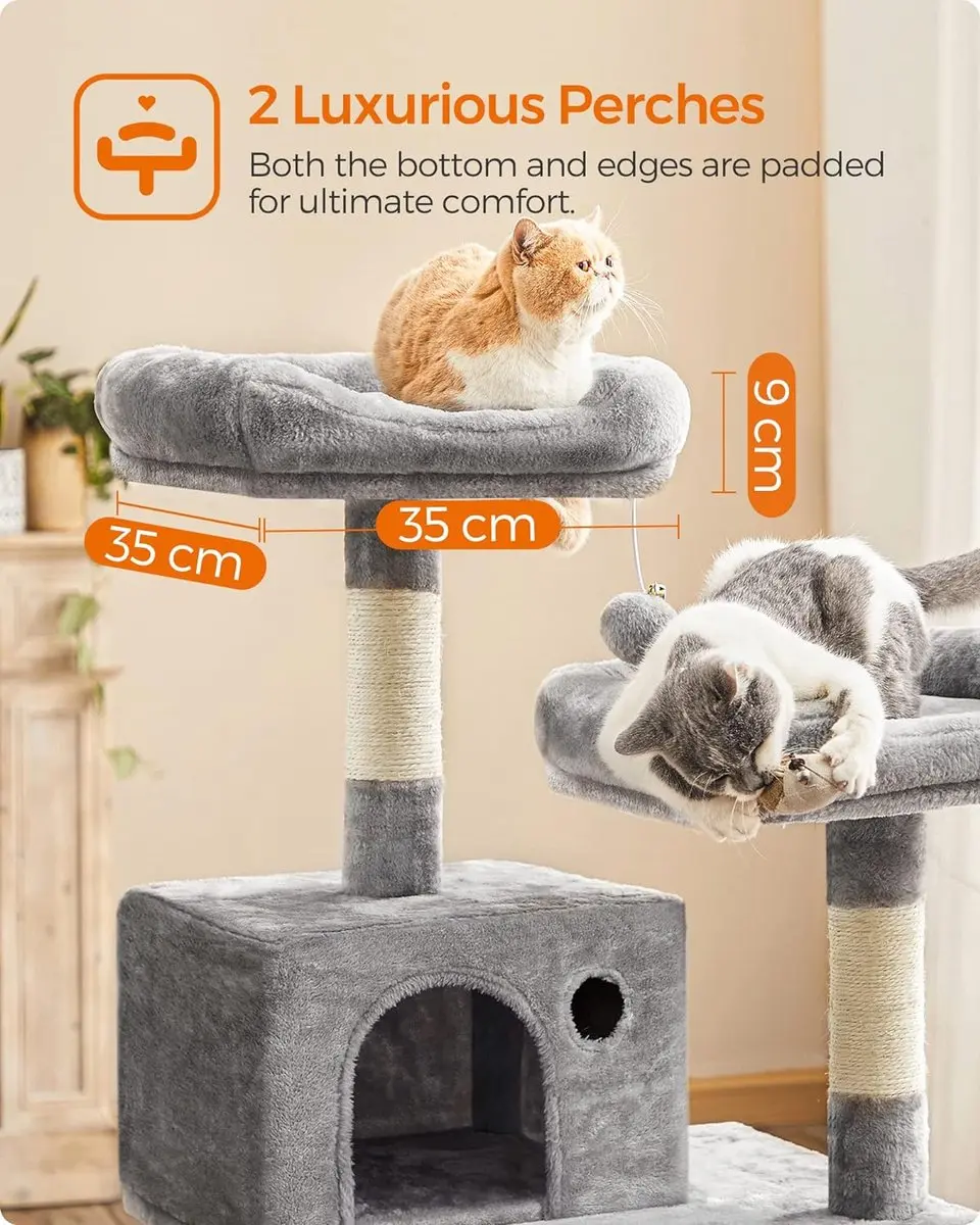 Songmics Nancy's Kattenboom XL 143cm Krabpaal - 5 Niveaus - 6 Ligplekken - Licht Grijs
