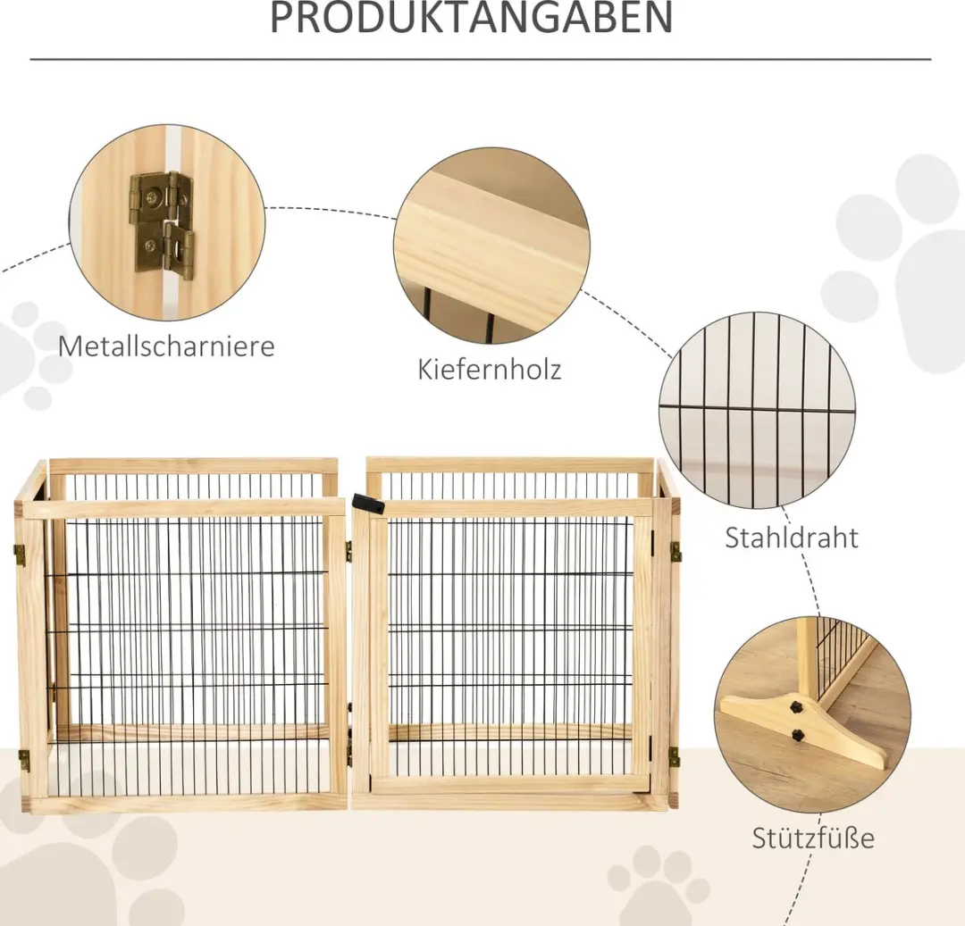 Pawhut Opvouwbaar Huisdierhek - Bruin - afbeelding 6 van 6