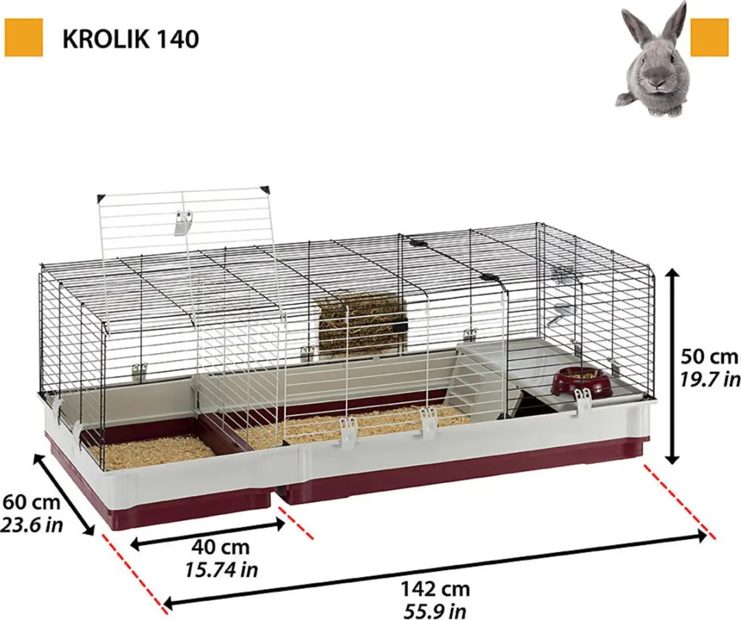 Ferplast Krolik 140 Plus Konijnenhok 142x60x50cm - Multikleur