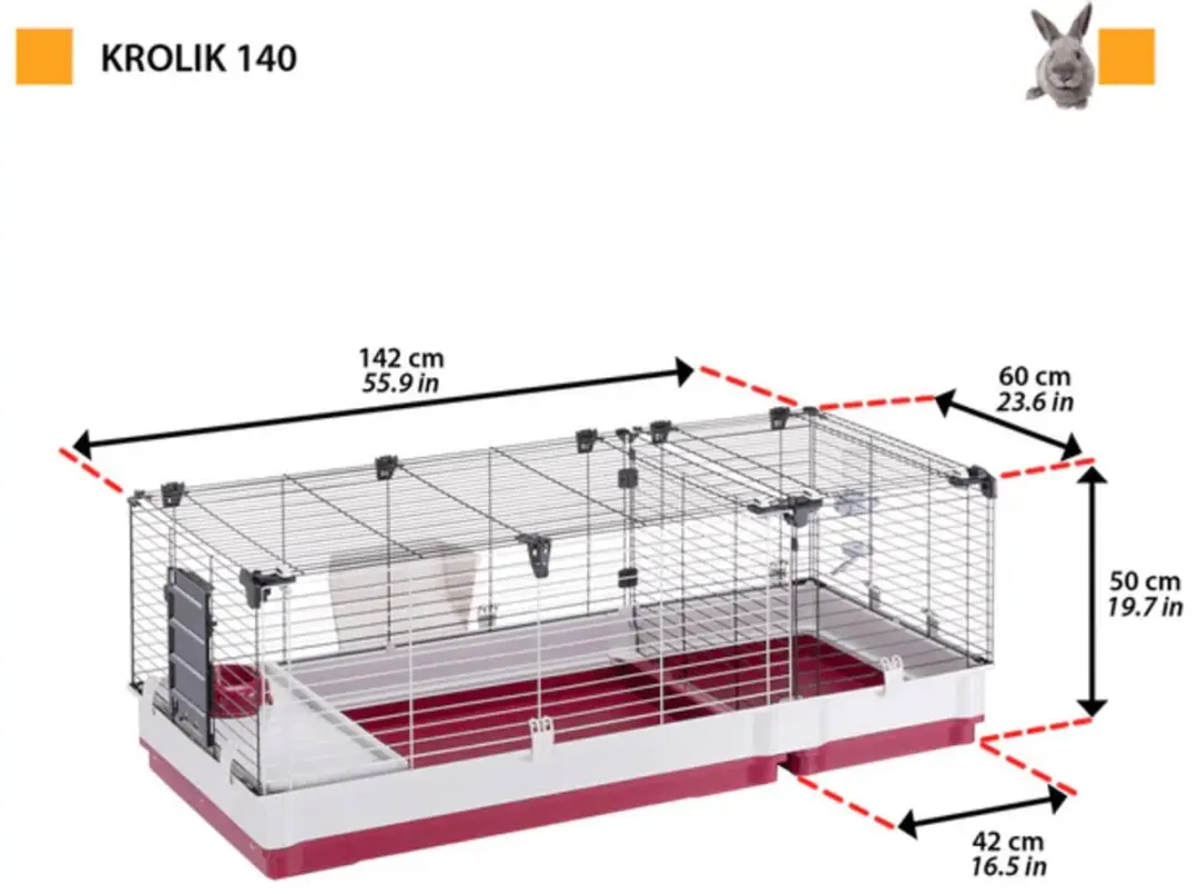 Ferplast Krolik 140 Plus Konijnenhok 142x60x50cm - Multikleur