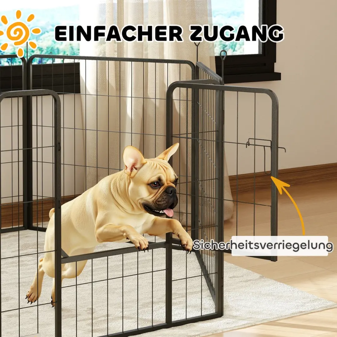 Pawhut Welpenuitloop 80cm - 6-delig - Zwart - afbeelding 6 van 6