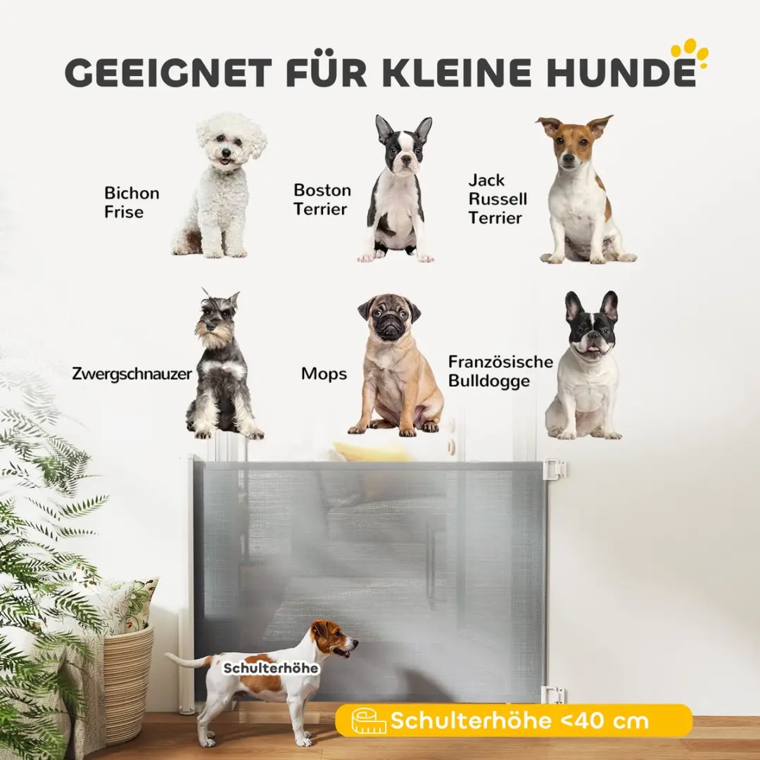 Pawhut Hondenscheidingswand Grijs - Automatisch oprolbaar