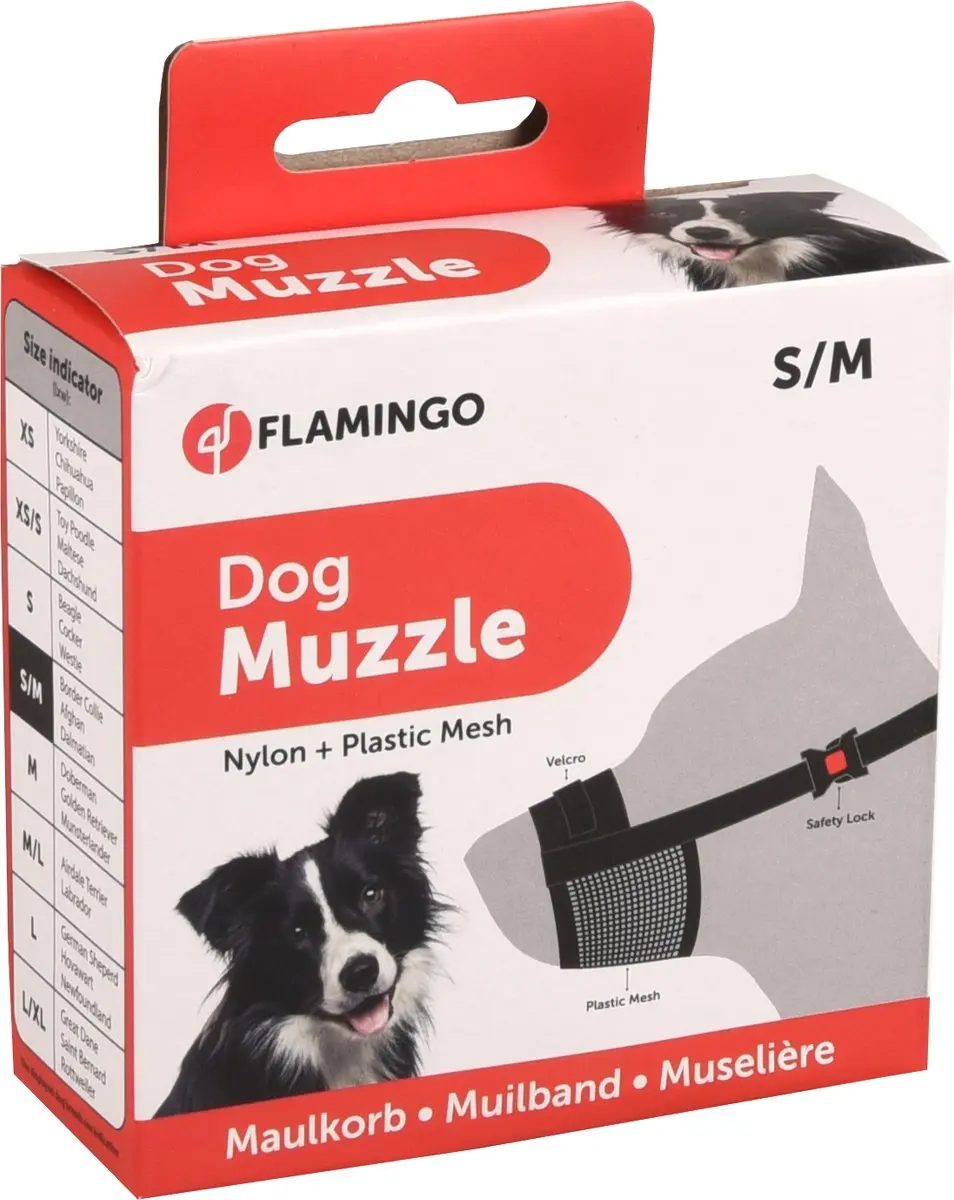 Flamingo Teddie Muilband Honden - Zwart - 38-66cm