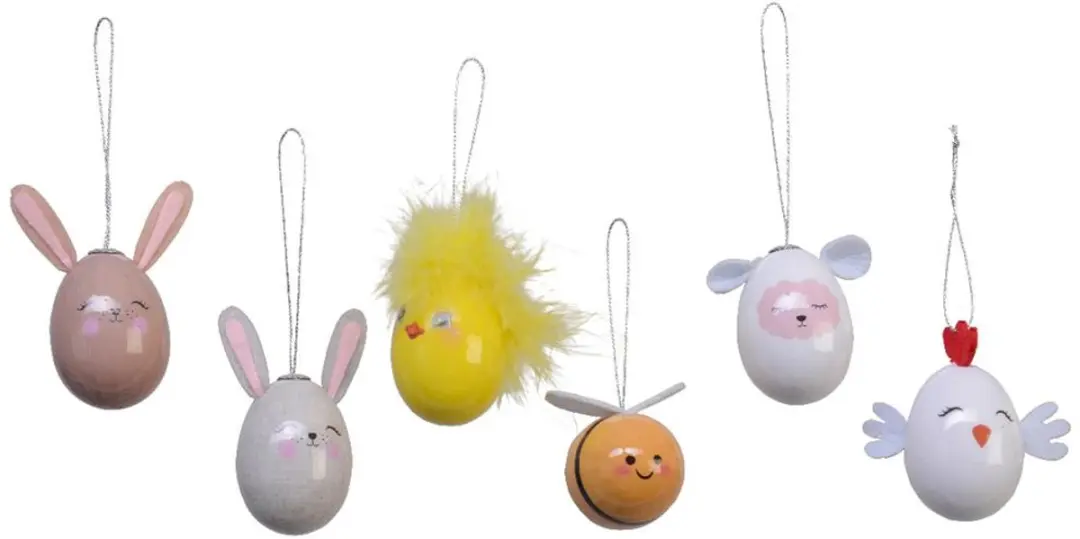 Decoris Paaseieren Dieren - 6 Stuks