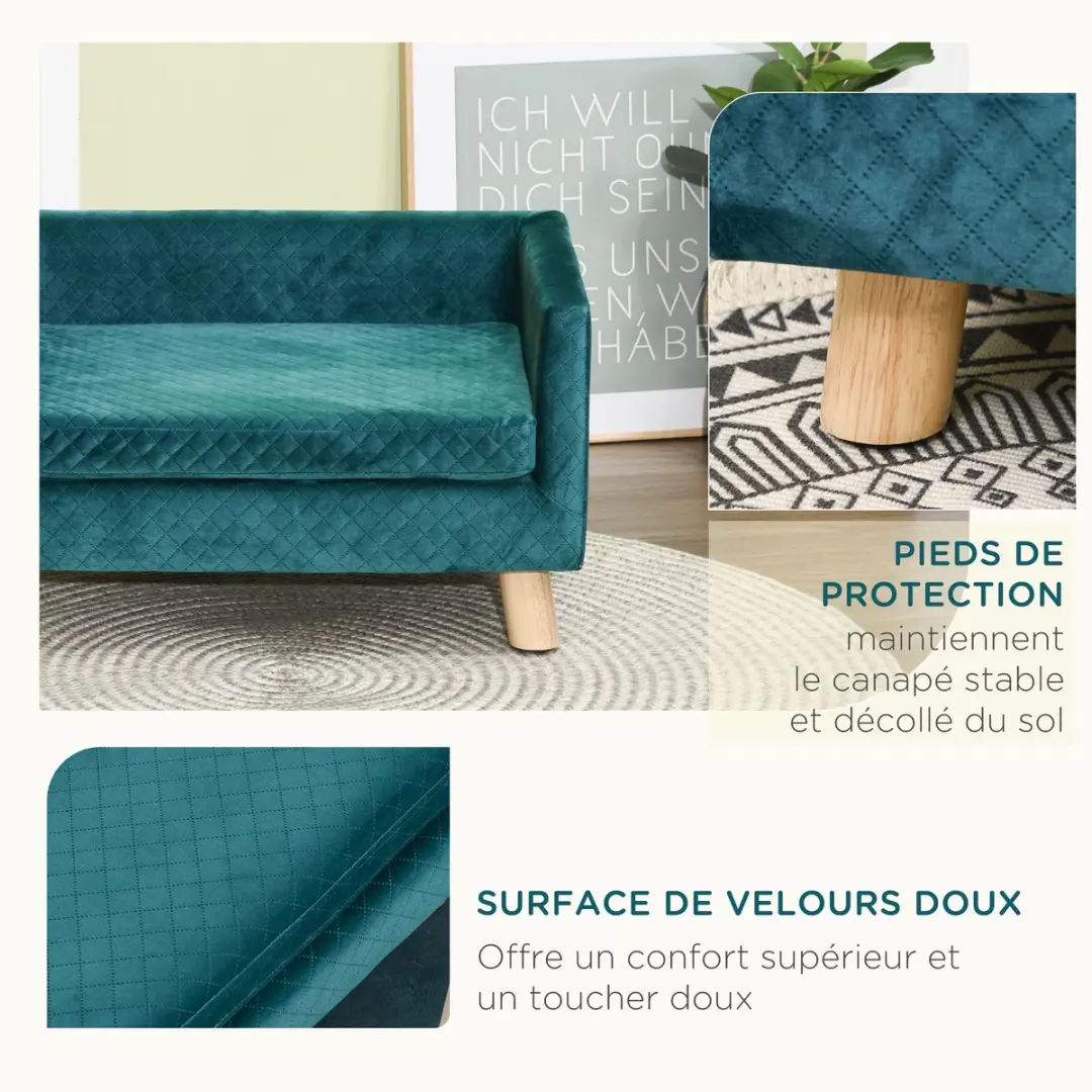 Pawhut Huisdierenbank Blauw 64x45x36cm